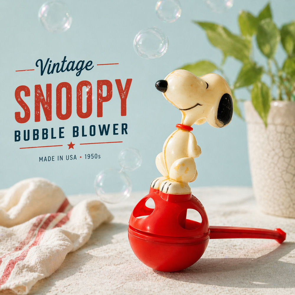 Vintage Snoopy Peanuts Bubble Blower Toy | 1960s–70s Red Plastic Collectible